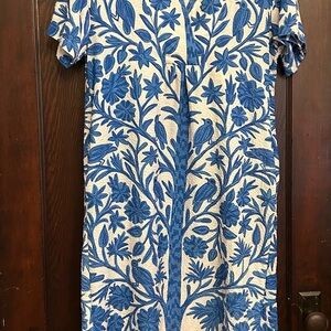 Blue & White Floral Tree Shift Dress